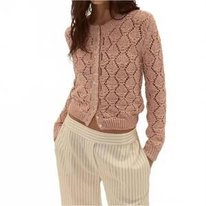 NEW DELUC cerdena pointelle cardigan in soft pink